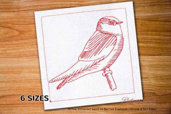 American Cliff Swallow Machine Redwork for Seasonal Embroidery