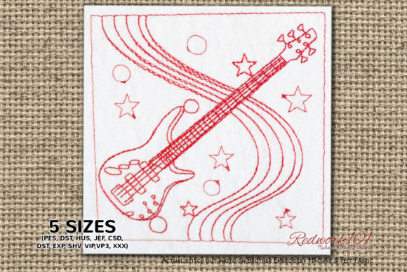 Bass Guitar Redwork Review for Handmade Gifts