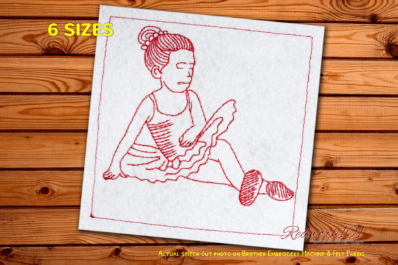 Beautiful Ballerina Sitting Redwork Review
