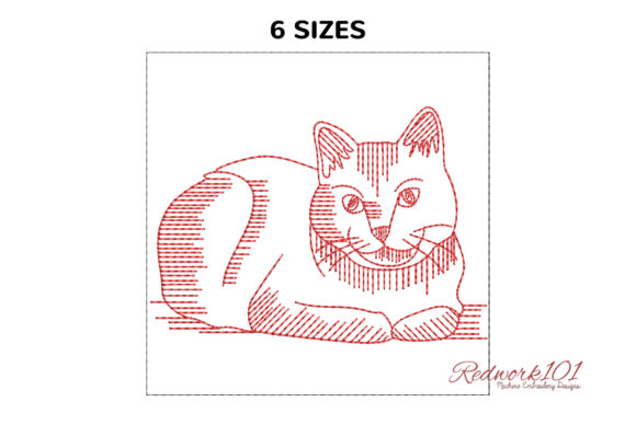 Reviewing the Cute Russian Blue Cat Redwork Design