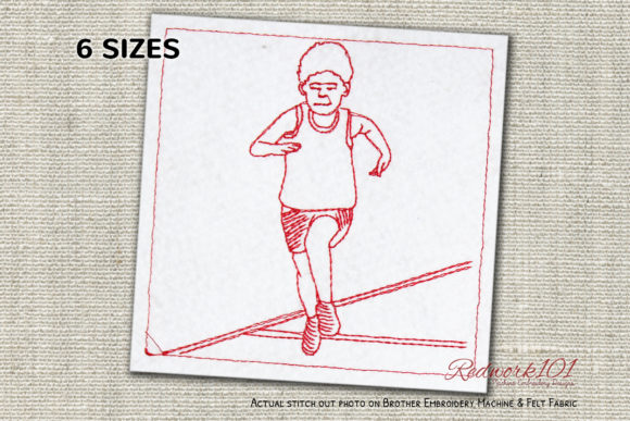 Runner Running on Track Redwork Design Review